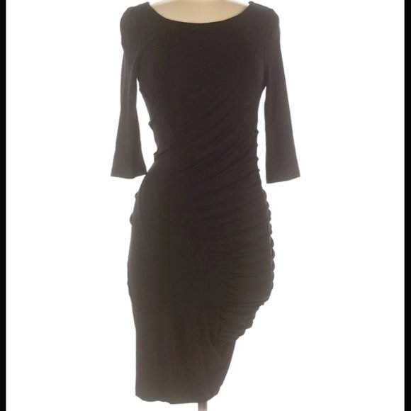 Catherine Malandrino Ruched Knit  Dress Black - Picture 1 of 2